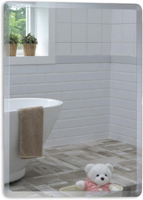 Mood Premium Rectangular Bathroom Mirror Wall MountedFramelessBevelled Edges (50Cm X 40Cm) from B&Q
