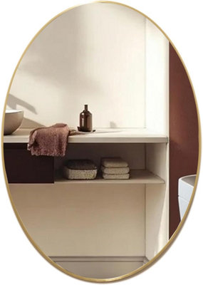 Mood Premium Oval Bathroom Mirror Gold Framed Wall MountedFrame Modern & Stylish (50Cm X 40Cm) from B&Q