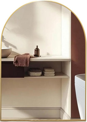 Mood Premium Arch Bathroom Mirror Gold Framed Wall MountedArched Frame Modern & Stylish (50Cm X 40Cm) from B&Q