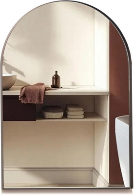 Mood Premium Arch Bathroom Mirror Black Framed Wall MountedRecessed Arched Frame Modern & Stylish (50Cm X 40Cm) from B&Q