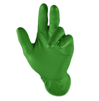 Grippaz Tough Nitrile Gloves Green Grip Heavy Duty Strong  Disposable Gloves from B&Q