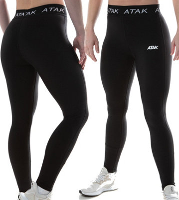 Women's Atak Sports Thermal Compression Tights - Black, Wsmall - (8-10)