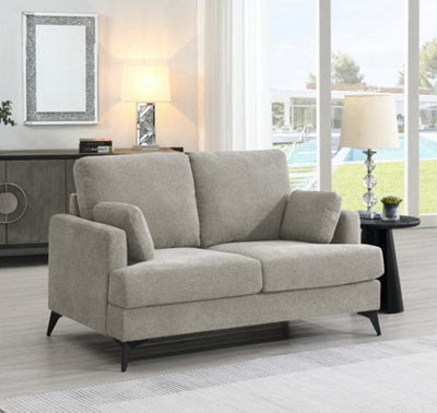 Manhattan 2 Seater Sofa - Grey Fabric - Modern Minimalist Design - Image 4