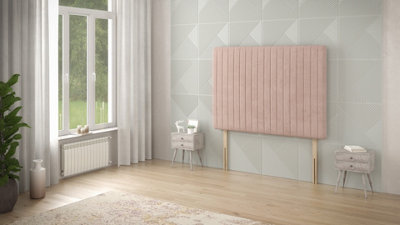 B&Q -  Somnior  5Ft Eleanor King 32 Inches Plush Pink Headboard With Wooden Struts
