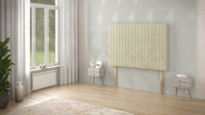 B&Q -  Somnior  5Ft Eleanor King 32 Inches Plush Ivory Headboard With Wooden Struts