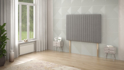 B&Q -  Somnior  3Ft Eleanor Single 32 Inches Grey Linen Headboard With Wooden Struts