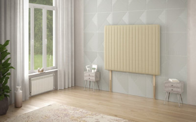 B&Q -  Somnior  4Ft6 Eleanor Double 32 Inches Beige Linen Headboard With Wooden Struts
