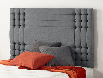 B&Q -  Somnior  3Ft Flexby Single 32 Inches Plush Charcoal Headboard With Wooden Struts