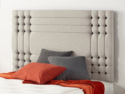 B&Q -  Somnior  4Ft6 Flexby Double 32 Inches Plush Silver Headboard With Wooden Struts