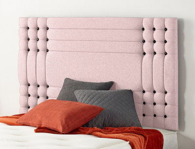 B&Q -  Somnior  5Ft Flexby King 32 Inches Plush Pink Headboard With Wooden Struts