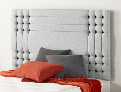 B&Q -  Somnior  3Ft Flexby Single 32 Inches Sage Linen Headboard With Wooden Struts