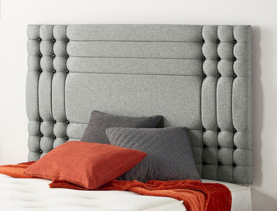 B&Q -  Somnior  5Ft Flexby King 32 Inches Tweed Grey Headboard With Wooden Struts