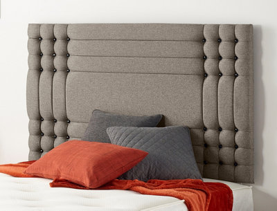 B&Q -  Somnior  3Ft Flexby Single 32 Inches Tweed Coffee Headboard With Wooden Struts