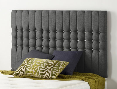 B&Q -  Somnior  4Ft6 Galaxy Double 32 Inches Tweed Charcoal Headboard With Wooden Struts