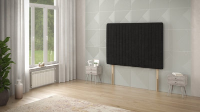 B&Q -  Somnior  5Ft Eleanor King 32 Inches Plush Black Headboard With Wooden Struts