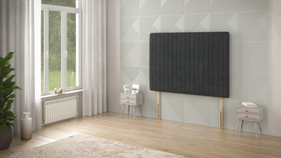 B&Q -  Somnior  5Ft Eleanor King 32 Inches Tweed Charcoal Headboard With Wooden Struts