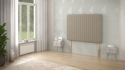 B&Q -  Somnior  5Ft Eleanor King 32 Inches Tweed Natural Headboard With Wooden Struts
