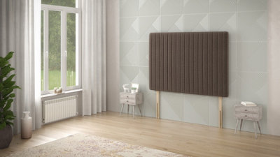 B&Q -  Somnior  4Ft6 Eleanor Double 32 Inches Tweed Coffee Headboard With Wooden Struts