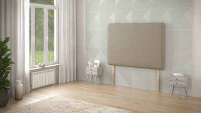 B&Q -  Somnior  4Ft6 Doll Double 32 Inches Tweed Natural Headboard With Wooden Struts