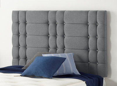 B&Q -  Somnior  5Ft Bliss King 32 Inches Plush Charcoal Headboard With Wooden Struts