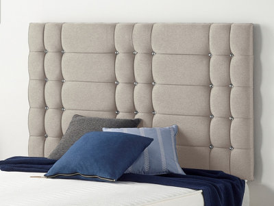 B&Q -  Somnior  4Ft6 Bliss Double 32 Inches Plush Silver Headboard With Wooden Struts
