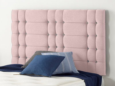 B&Q -  Somnior  5Ft Bliss King 32 Inches Plush Pink Headboard With Wooden Struts