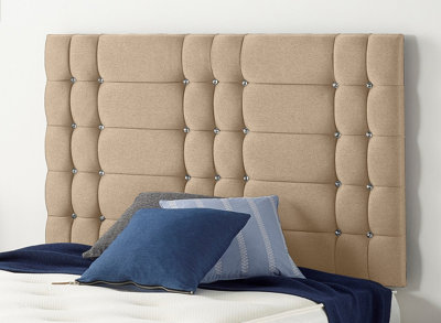 B&Q -  Somnior  5Ft Bliss King 32 Inches Plush Beige Headboard With Wooden Struts