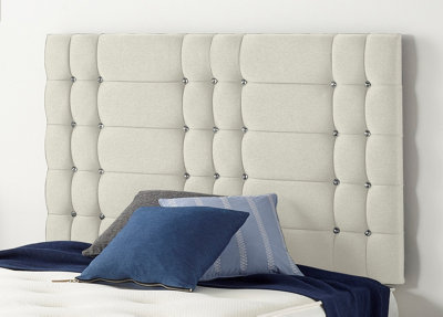 B&Q -  Somnior  5Ft Bliss King 32 Inches Plush Ivory Headboard With Wooden Struts