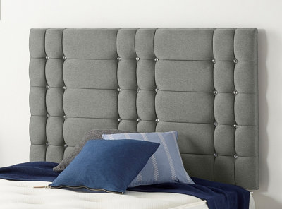 B&Q -  Somnior  4Ft6 Bliss Double 32 Inches Silver Linen Headboard With Wooden Struts