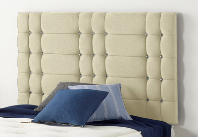 B&Q -  Somnior  5Ft Bliss King 32 Inches Beige Linen Headboard With Wooden Struts