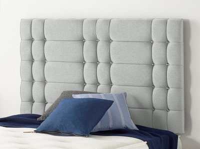 B&Q -  Somnior  5Ft Bliss King 32 Inches Sage Linen Headboard With Wooden Struts