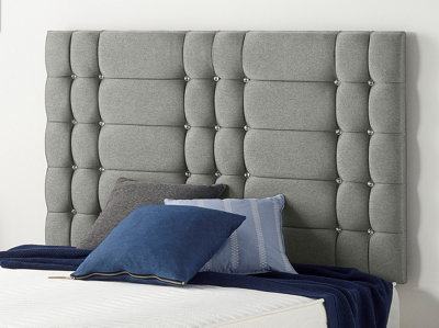 B&Q -  Somnior  5Ft Bliss King 32 Inches Tweed Grey Headboard With Wooden Struts