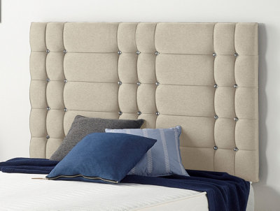B&Q -  Somnior  4Ft6 Bliss Double 32 Inches Tweed Natural Headboard With Wooden Struts
