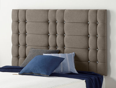 B&Q -  Somnior  5Ft Bliss King 32 Inches Tweed Coffee Headboard With Wooden Struts