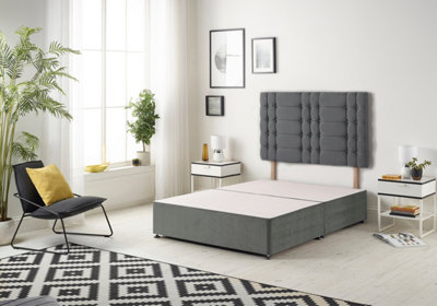 B&Q -  Somnior Plush Charcoal Bliss Divan Base With HeadboardSingle