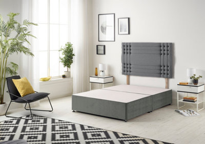 B&Q -  Somnior Flexby Plush Charcoal Divan Base With HeadboardSingle