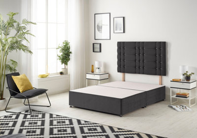 B&Q -  Somnior Plush Black Bliss Divan Base With HeadboardSingle