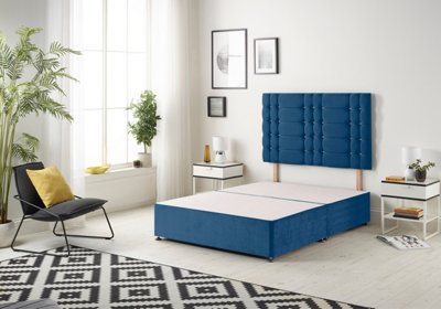 B&Q -  Somnior Plush Navy Bliss Divan Base With HeadboardDouble