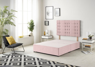 B&Q -  Somnior Plush Pink Bliss Divan Base With HeadboardDouble