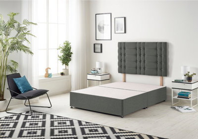 B&Q -  Somnior Linen Grey Bliss Divan Base With HeadboardDouble
