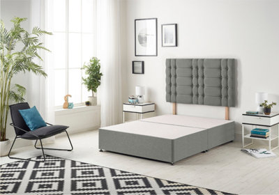 B&Q -  Somnior Linen Silver Bliss Divan Base With HeadboardSingle