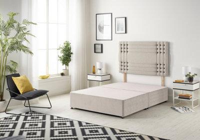 B&Q -  Somnior Flexby Plush Silver Divan Base With HeadboardSingle