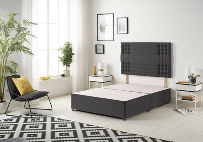 B&Q -  Somnior Flexby Plush Black Divan Base With HeadboardDouble