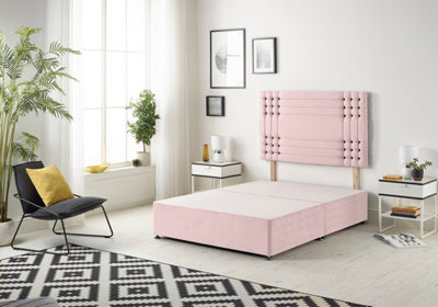 B&Q -  Somnior Flexby Plush Pink Divan Base With HeadboardSingle