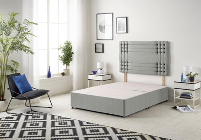 B&Q -  Somnior Flexby Tweed Grey Divan Base With HeadboardSingle