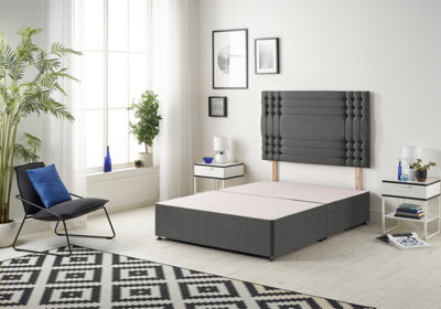 B&Q -  Somnior Flexby Tweed Charcoal Divan Base With HeadboardKing