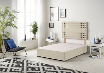 B&Q -  Somnior Flexby Tweed Natural Divan Base With HeadboardDouble