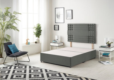 B&Q -  Somnior Flexby Linen Grey Divan Base With HeadboardSingle