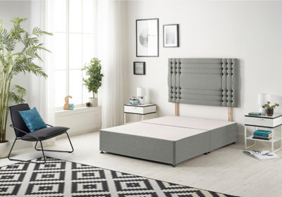 B&Q -  Somnior Flexby Linen Silver Divan Base With HeadboardDouble