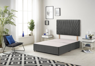 B&Q -  Platinum Divan Bed Base With 30" HeadboardTweed FabricCharcoal4Ft6 Double